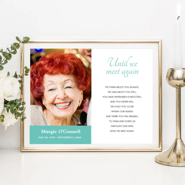 Turquoise Until We Meet Again Funeral Poem Photo Poster | Zazzle