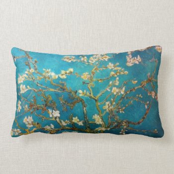 Turquoise Van Gogh Blossoming Almond Tree Lumbar Pillow by CookerBoy at Zazzle