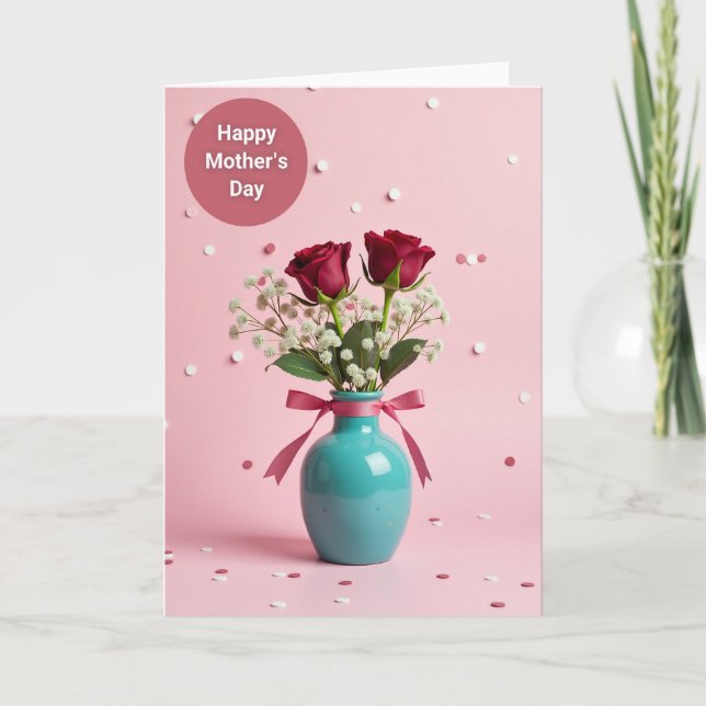 Turquoise Vase Mothers Day Card (Front)