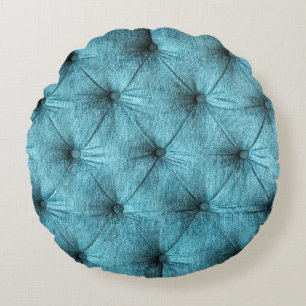 Turquoise Velvet Sofa Close Up Round Pillow