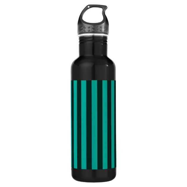 Turquoise Vertical Stripes Customize This! Stainless Steel Water Bottle (Front)
