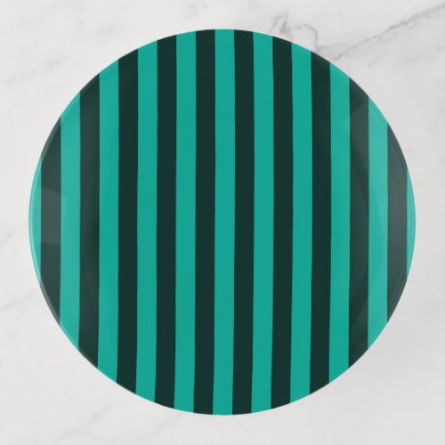 Turquoise Vertical Stripes Customize This Trinket Tray