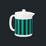 Turquoise Vertical Stripes Style Decor Teapot<br><div class="desc">Bold vibrant turquoise graphic stripes decor in horizontal or in vertical fashion are a modern classic graphic design style that always make for a great custom gift for yourself or for someone special on your list, these are sure to make an impression on any festive occasions. Email us using the...</div>
