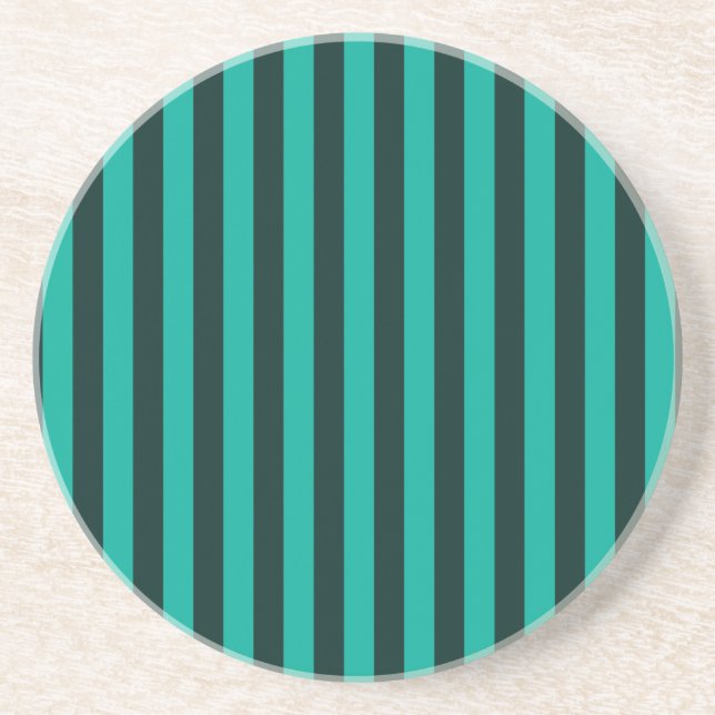 Turquoise Vertical Stripes Style Graphic Drink Coaster (Front)