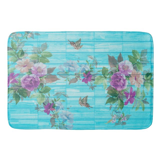Turquoise Vintage Bathroom Mat (Front)