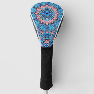 Turquoise Vintage Blue Fractal Kaleidoscope Golf Head Cover