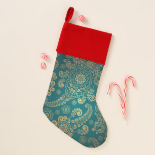 Turquoise Vintage Christmas Stocking