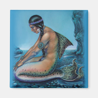 turquoise vintage  mermaid  fantasy art magnet