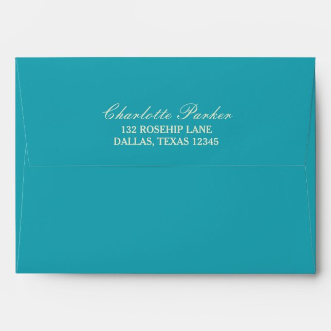 Turquoise | Vintage Tropical Palm Tree Liner Envelope (Back (Top Flap))