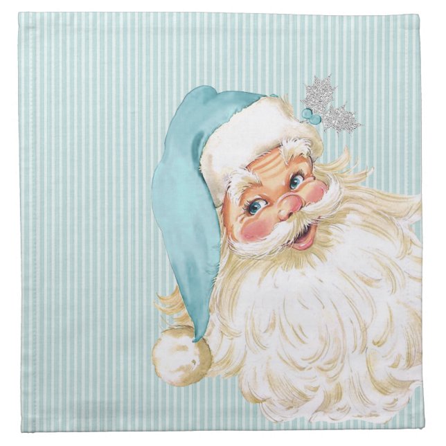 Turquoise Vintage Victorian Santa Claus Cloth Napkin (Front)