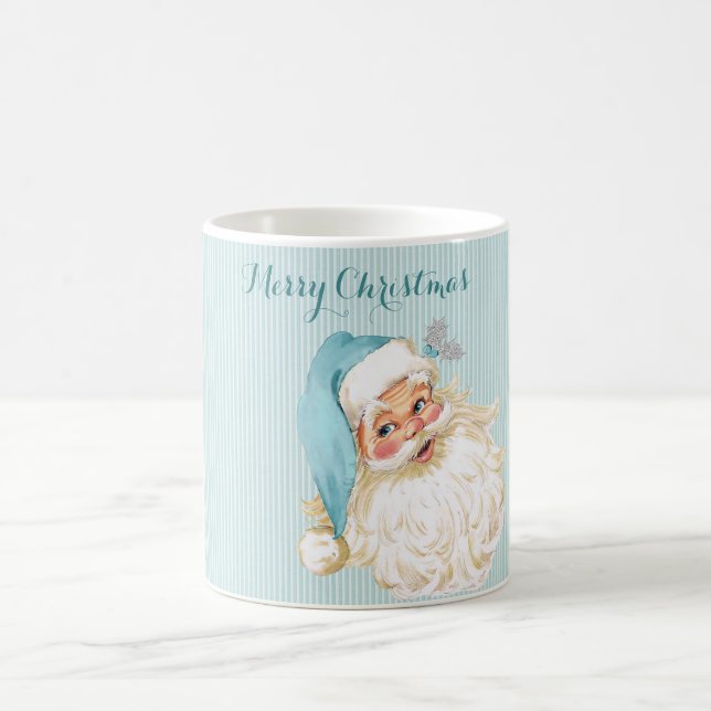 Turquoise Vintage Victorian Santa Claus Coffee Mug (Center)