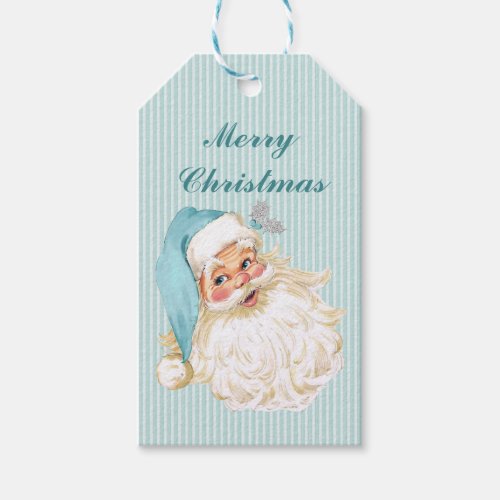 Turquoise Vintage Victorian Santa Claus Gift Tags