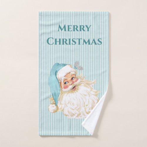 Turquoise Vintage Victorian Santa Claus Hand Towel