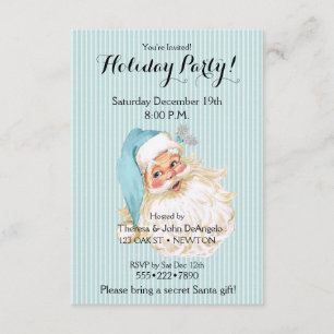 Turquoise Vintage Victorian Santa Claus Invitation