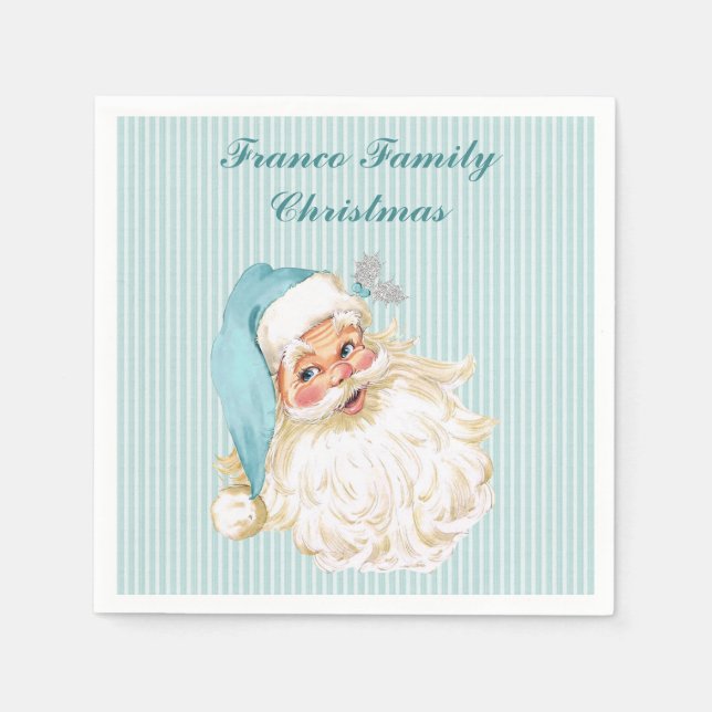 Turquoise Vintage Victorian Santa Claus Napkins (Front)