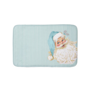 Turquoise Vintage Victorian Santa Claus Shabby Bath Mat