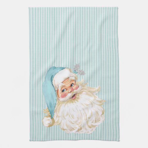 Turquoise Vintage Victorian Santa Claus Shabby Kitchen Towel