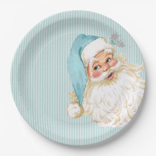 Turquoise Vintage Victorian Santa Claus Shabby Paper Plates