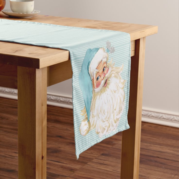 Turquoise Vintage Victorian Santa Claus Shabby Short Table Runner Zazzle