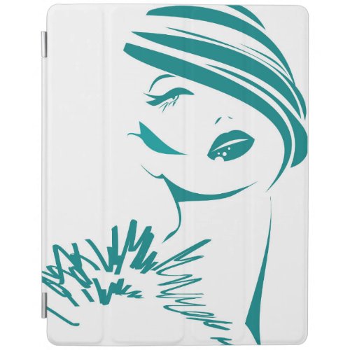 Turquoise Vintage Woman Face iPad Smart Cover
