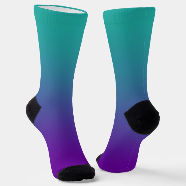 Turquoise Violet Purple Gradient Socks (Angled)