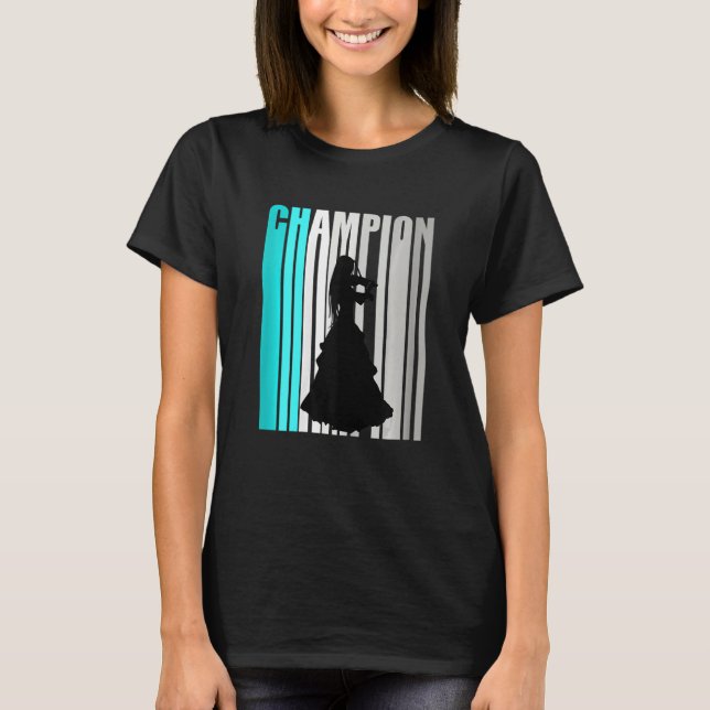 Turquoise Violin Champion Retro Design Orchestra V T-Shirt (Front)