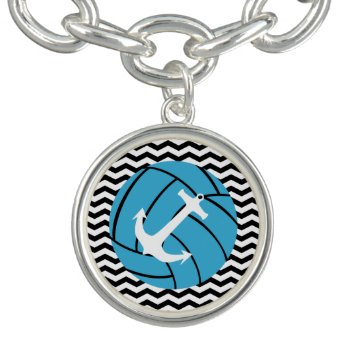 Turquoise Volleyball & Anchor Charm Bracelet by stripedhope at Zazzle