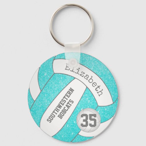 turquoise volleyball bag tag w player team name keychain