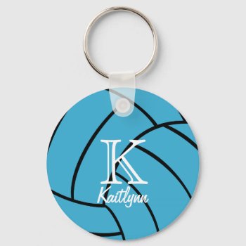 Turquoise Volleyball Monogram Keychain by theburlapfrog at Zazzle