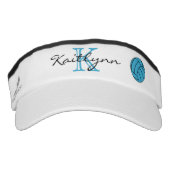 Turquoise Volleyball Monogram Sport Sun Visor (Front)