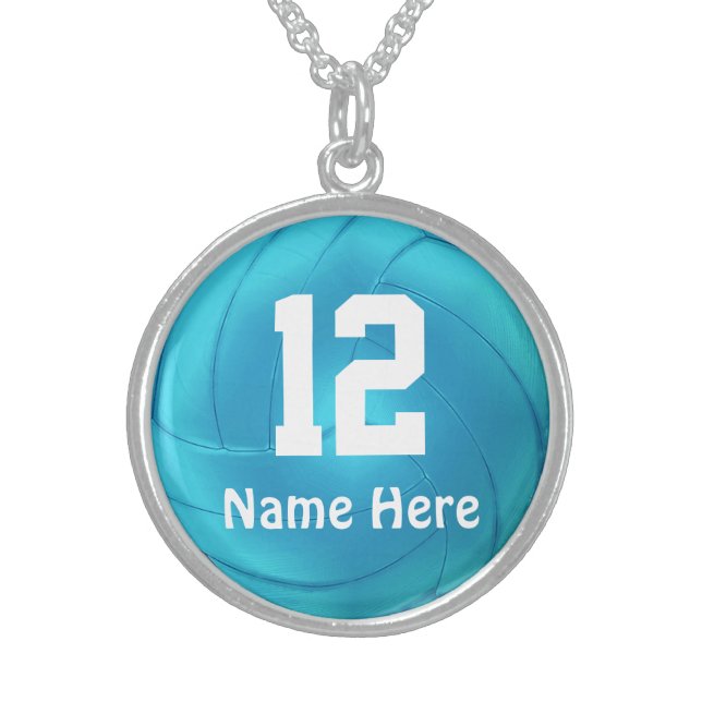Turquoise Volleyball Necklace with NUMBER and NAME (Front)