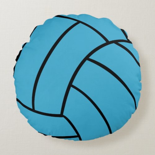 Turquoise Volleyball Round Throw Pillow