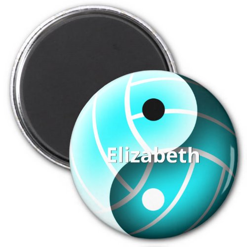 turquoise volleyball yin yang personalized magnet
