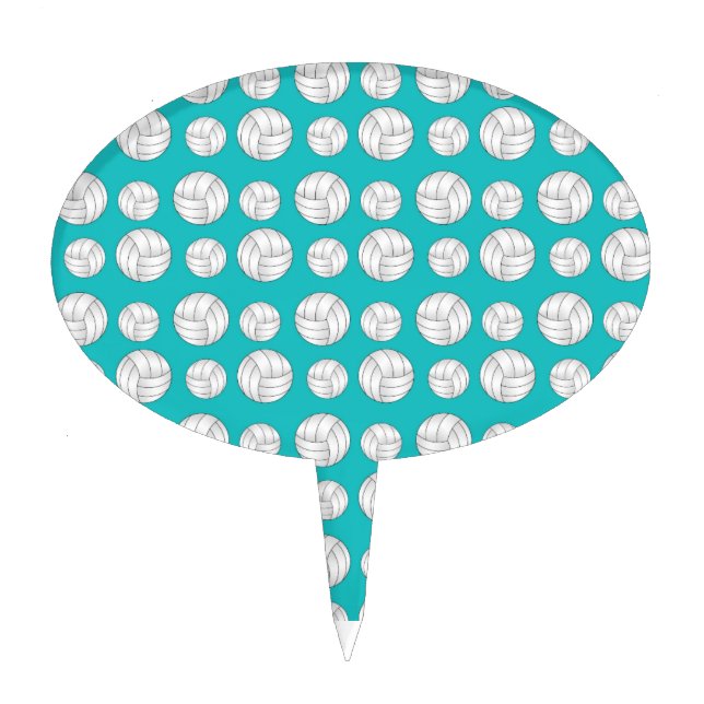 Turquoise volleyballs pattern cake topper (Front)
