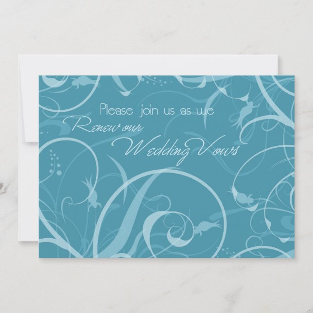Turquoise Vow Renewal Ceremony Invitation Card (Front)