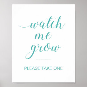 Turquoise Watch Me Grow Baby Shower Plant Favors Poster