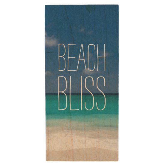 Turquoise Water Beach Bliss Wood Flash Drive