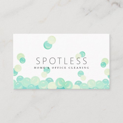 Turquoise Water Bubbles Modern Cleaning Service Business Card