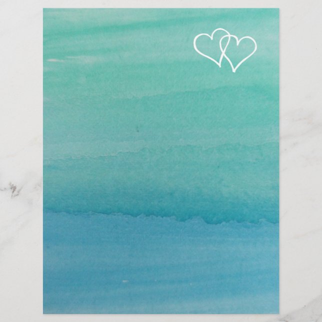 Turquoise water color beach wedding stationery (Front)