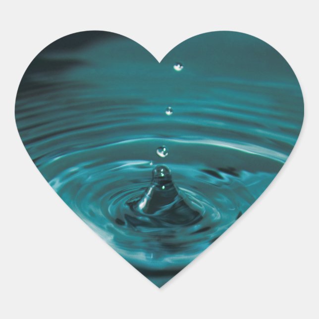 Turquoise Water Drop Heart Sticker (Front)