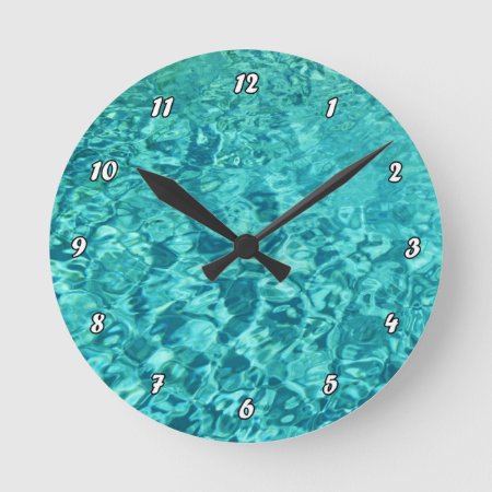 Turquoise Water Round Clock