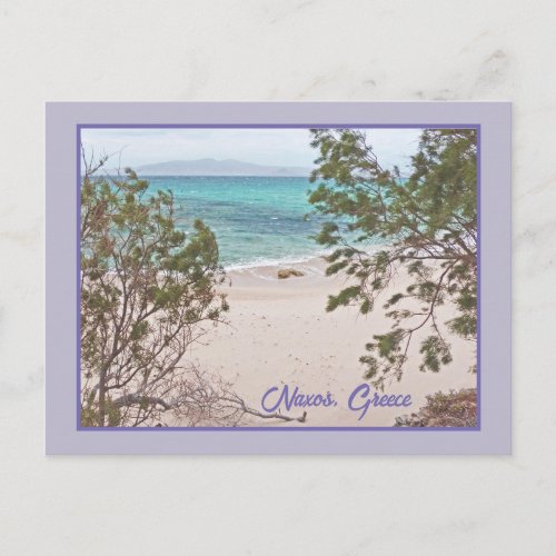 Turquoise Water White Sand BeachNaxos Greece Postcard