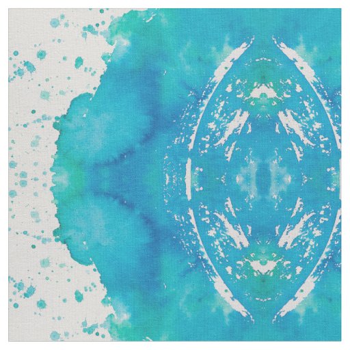 Turquoise Watercolor Abstract Fabric