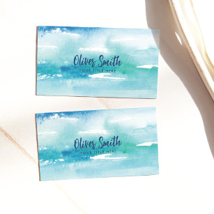 Turquoise Watercolor Abstract Ocean  Business Card