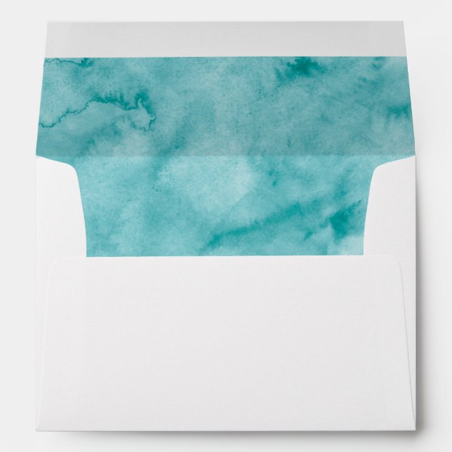Turquoise Watercolor Bali Boho Wedding Envelope (Back (Bottom))