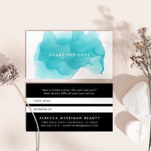 Turquoise Watercolor Blot   Referral Card