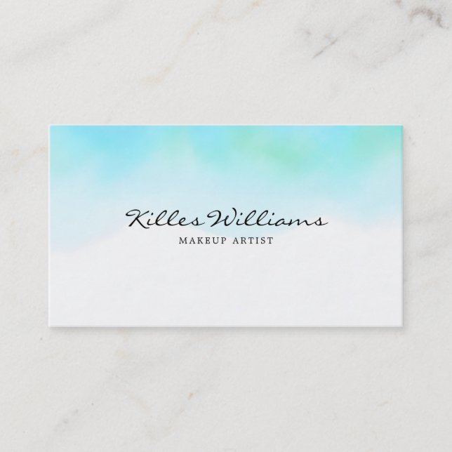 Turquoise Watercolor Business Card (Front)
