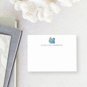 Turquoise Watercolor Butterfly Personalized Post-it Notes