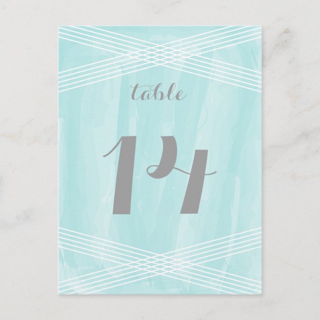Turquoise Watercolor Deco Table Postcard (Front)