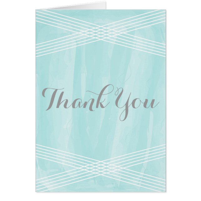 Turquoise Watercolor Deco Thank You Cards (Front)
